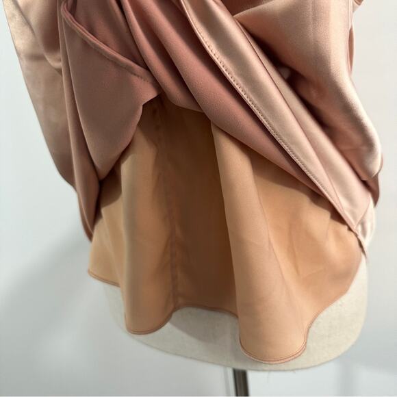 Obando Collective Size 2 Gold Pink Elegant Satin Halter Top Silky Tank Shell - Picture 9 of 16